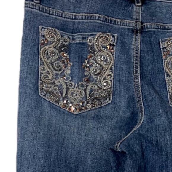 Code Bleu Jeans Soleil Bootcut Embellished Embroidered Rhinestone Women’s Size 8 - Picture 5 of 7